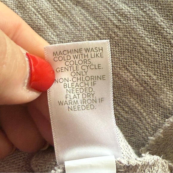 Pure Jill Gray Cotton Blend Sweater Medium Petite V-Neck Natural Organic Neutral - Picture 9 of 10